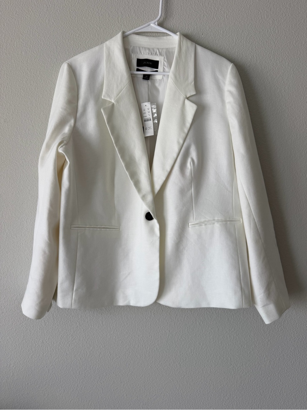 J.Crew Parke Blazer White Linen Blend Women's Sz 18 NWT One Button Work Casual
